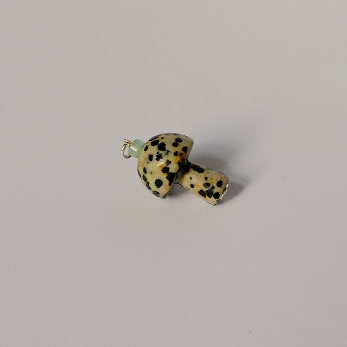 Mushroom Love Pendant Dalmation Jasper - silver