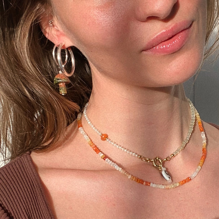 Mushroom Love Pendant Unakite - gold