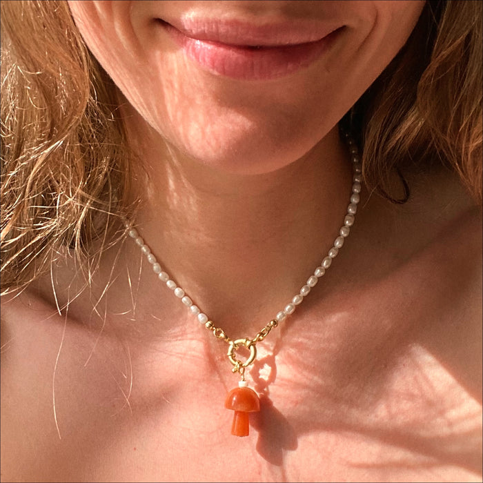 Mushroom Love Pendant Aventurine - gold