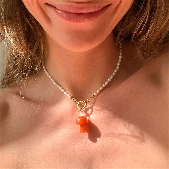 Mushroom Love Pendant Aventurine - silver