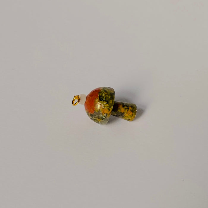 Mushroom Love Pendant Unakite - gold