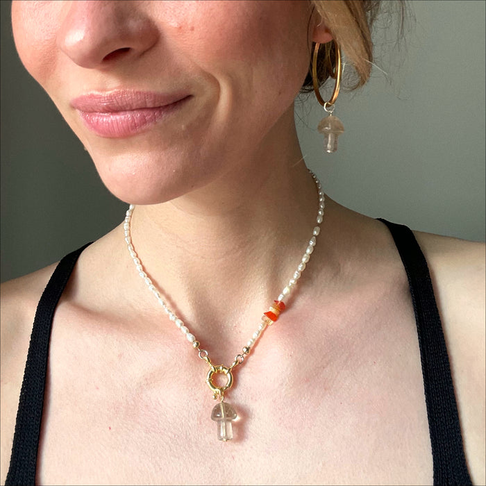 Mushroom Love Pendant Golden Rutile - gold