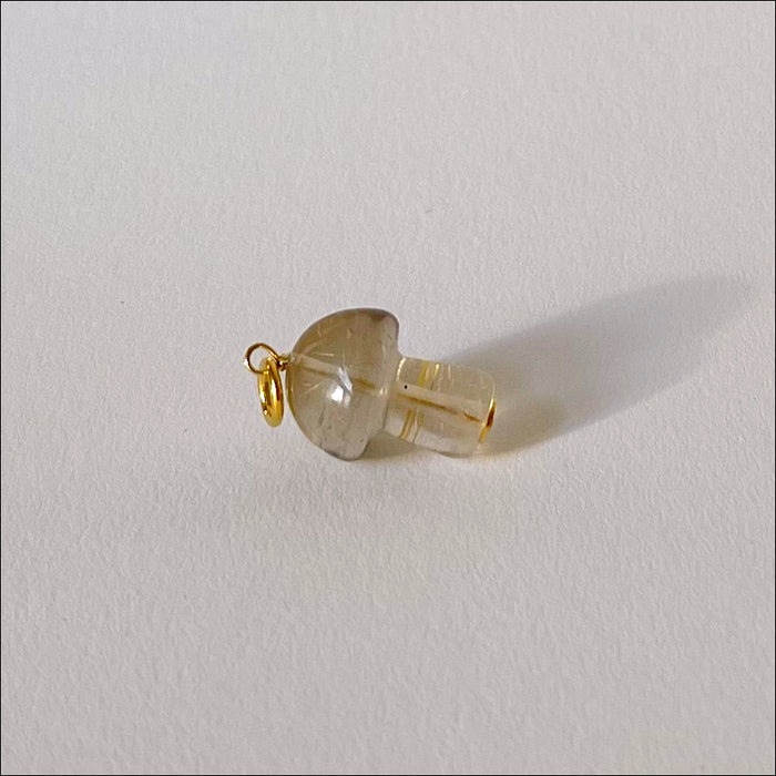 Mushroom Love Pendant Golden Rutile - gold